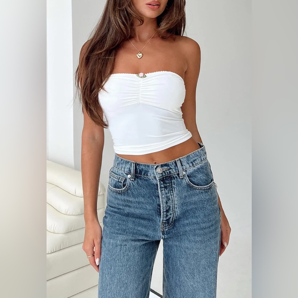 NWT Princess Polly Kelvine Strapless Cream Corset Tube Top Size US 6
